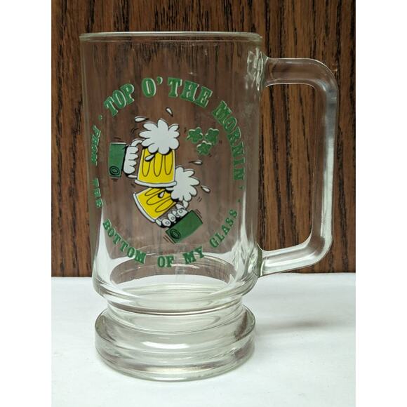 Vintage Top O the Mornin Glass Stein Mug St. Patrick's Day Irish Beer Cheers - Picture 1 of 3